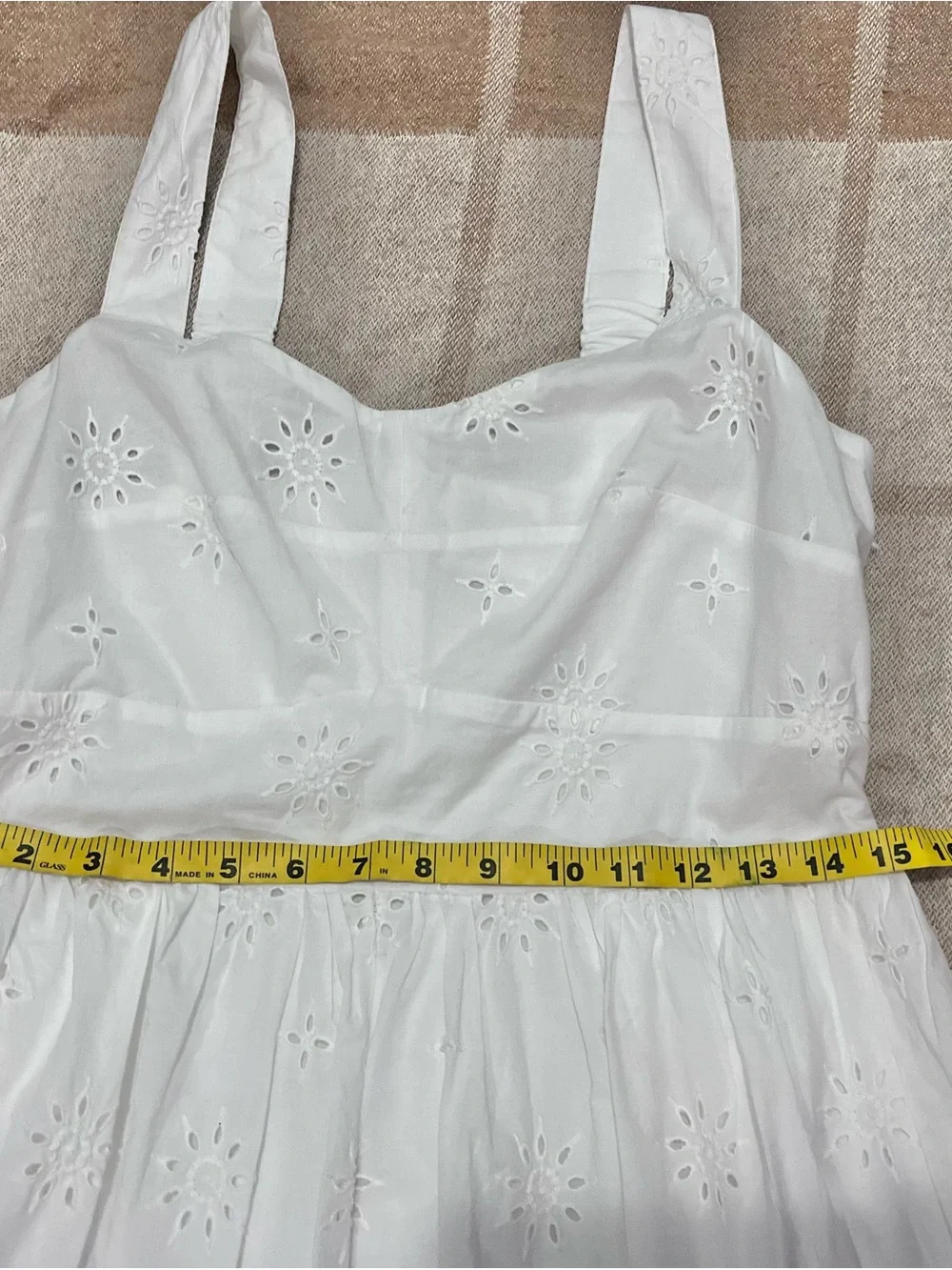 J. Crew White Eyelet Midi Dress with Wide Straps
